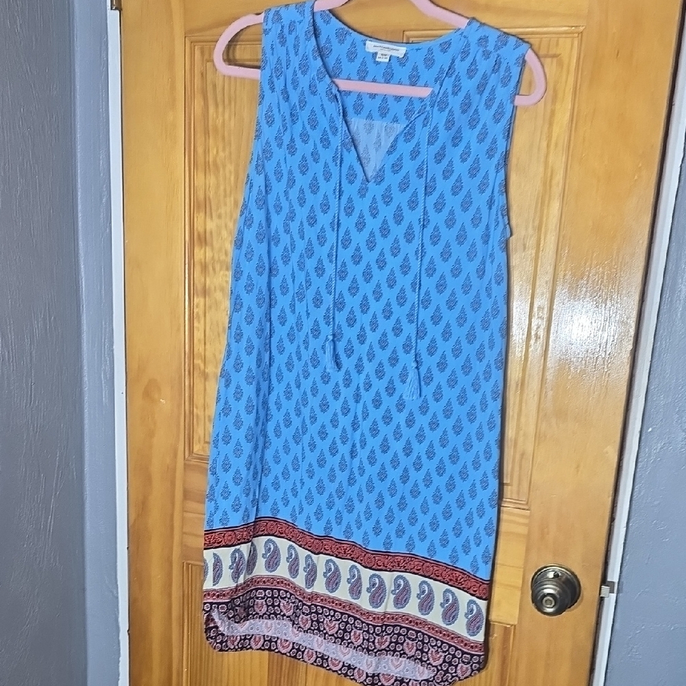 beachlunchlounge Blue and Red Paisley Midi Dress BOX D
